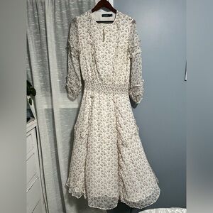 Ralph Lauren Floral Long Sleeve Dress in Cream and Pink